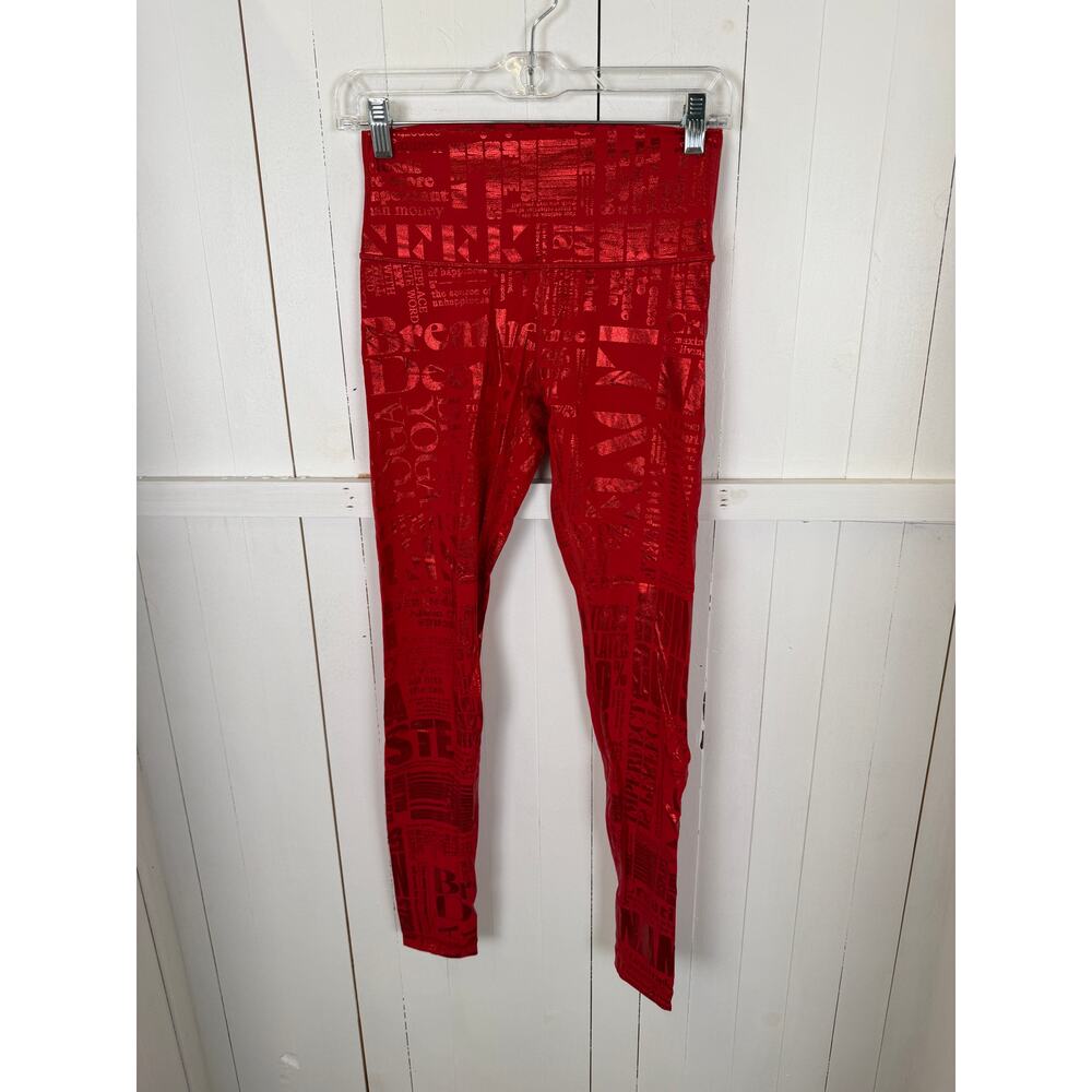 Lululemon Red Ankle Leggings Size 6 Nylon Excellent Condition